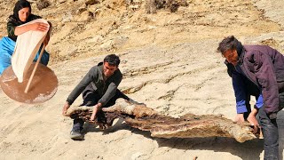 🌧️Rainy Day:Salahadin Helps Osuldin Repair Water Pipes \u0026 Bring Large Log While Fatemeh Bakes Bread🍞🌲