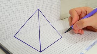How to Draw a Pyramid 3D Trick art on Graph paper