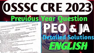 OSSSC PEO&JA Previous Year Question |OSSSC CRE Previous year Solutions|kcbstudy