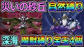 【DQMSL】災いの砂丘・深海 自然縛りと魔獣縛り宝玉4個攻略！！！【災いの魔境】