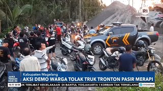 Aksi Unjuk Rasa Warga Tolak Truk Tronton Pasir Merapi