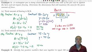 Optimization- (Calc1-Examples#25)