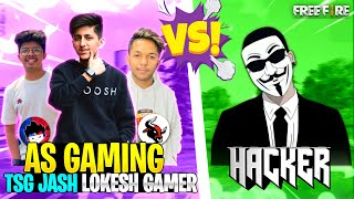 3 Youtubers Vs Hacker😨 Free Fire Best Hacker Gameplay | Lokesh Gamer Op Reaction - Garena Free Fire