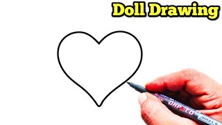 How to Draw a Barbie Doll From Heart | How to Draw a Cute Girl Step by Step Easy Drawings