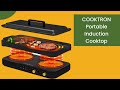 COOKTRON Portable Induction Cooktop 2 Burner with Removable Iron Cast Griddle Pan Non-stick