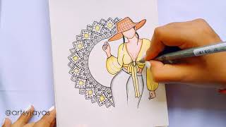 Easy Mandala Drawing | Fashion Illustration | Artsy Jayas #mandalaart #easymandalaart #drawing
