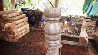 How To Transform Palm Tree Into Beautiful Furniture | Wood Turning.
