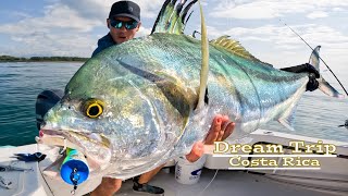 GIANT Roosterfish with TOPWATER Poppers! Fishing in COSTA RICA! DREAM TRIP!!! (Part 2)