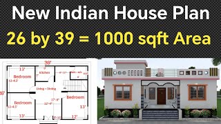 26*39 HousePlan | 26x39 House Plan | 26by39 House Plan | 1000 sqft House Plan