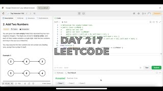 Day 217: LeetCode Problem 2. Add Two Numbers - Swift