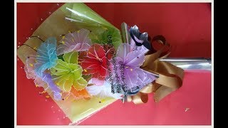 EP 58 การจัดช่อดอกไม้รับปริญญา  How to making flower bouquet  by ployandpoom (ผ้าใยบัว)