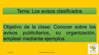 Los avisos clasificados  Lengua y Literatura 9-11-2020