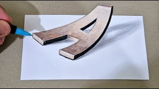 easy 3d drawing a letter on paper - how to draw 3d
