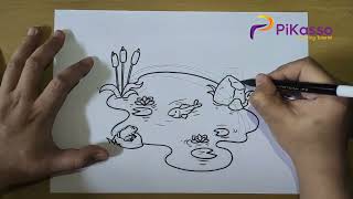 How to Draw a Pond Easy step by step