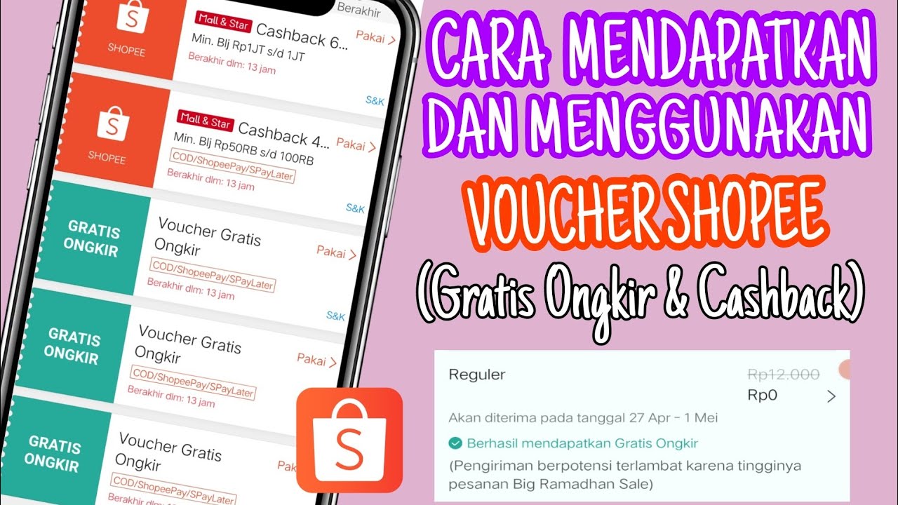 CARA MENGGUNAKAN VOUCHER SHOPEE (GRATIS ONGKIR & CASHBACK) - YouTube