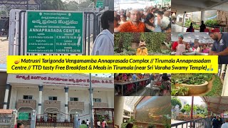 🪔Matrusri Tarigonda Vengamamba Annaprasada Complex // TTD tasty Free Breakfast \u0026 Meals in Tirumala🙏