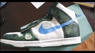 Nike Dunk Spartan Green High Restoration/Swoosh Repair!