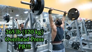 265 lb (120 kg) Overhead Press PR - Mike Rosa, 21 Years Old, 185 lbs