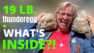 19 LB THUNDEREGG - What's Inside? Slabbing GIANT Thundereggs