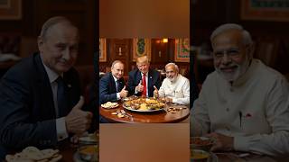 Trump, modi and putin are eating rajasthani thali at restaurant