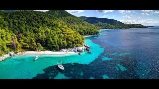 Skopelos (Mamma Mia!) - Alonissos - Skiathos - 4K drone  ( Greece travel )