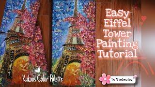 Eiffel Tower Painting Tutorial abstract art acrylics on canvas easy step by step