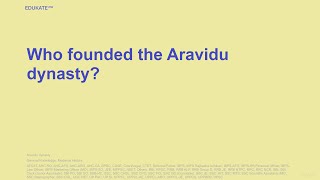 Who founded the Aravidu dynasty?