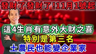 發財了發財了！11月1號起，這4个生肖有意外大財之喜，特別是第三名，土農民也能變成企業家！｜禪語佛音#風水 #禪與佛心 #佛法 #佛禪 #生肖