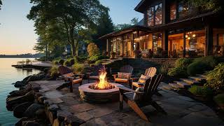 Cozy Ambience by the Lake with Gentle Fire Sound and Nature forest for Relaxation & Sleeping