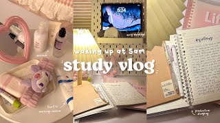 5am study vlog 🍵📔 5am morning routine, cafe study, lots of studying, hauls and m
