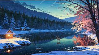 겨울 하늘 아래 사슴과 호수 | 고요한 일본 겨울 LoFi Beats 🎵❄️A Deer’s Tranquil Night | Japanese LoFi HipHop Beats