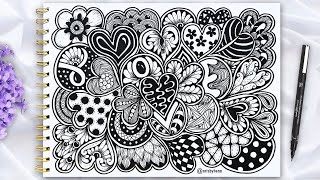 How To Draw LOVE Zentangle Art For Valentine's Day | Zentangle Art