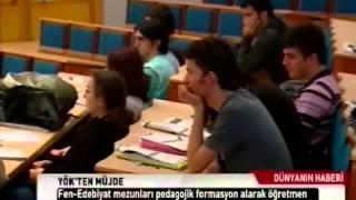 YÖK'TEN FEN-EDEBİYAT FAKÜLTESİ MEZUNLARINA PEDAGOJİK FORMASYON MÜJDESİ-TRT HABER- 19.04.2013