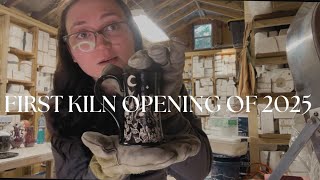 first kiln opening of 2025! lots of sgrafitto pieces and new glaze colors