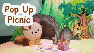 Pop Up Illustration/Art - How to make a pop up picnic with a mountain and a cave