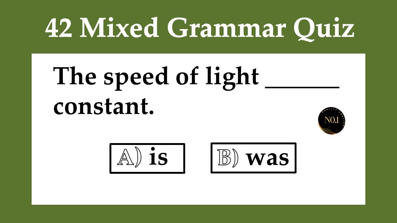 42 Grammar Quiz | English Grammar Mixed Test | Test Your English | No.1 ...