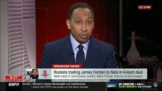 Stephen A reacts to Rockets trade James Harden to Nets in 4-team deal