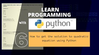How to get the solution to quadratic equation using Python | Python Coding Exercise 1