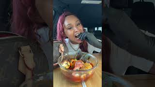 A Whole Lobster Tail SEAFOOD BOIL Mukbang in the Car #mukbang #queenbeast #foodie #seafood #lobster