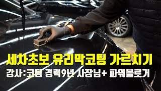 세차 초보 유리막코팅 가르치기 렉서스 NX300h 검정차의 끝 광을 보여주지