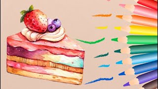Drawing a cute piece of cake 🤩 🥳