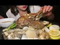 asmr mukbang eating bachaa lamb head with intestines u0026 tripe باجة رأس خروف وفوراغ وكرشات