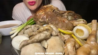 Asmr Mukbang eating bachaa lamb head with intestines \u0026 tripe باجة رأس خروف وفوراغ وكرشات