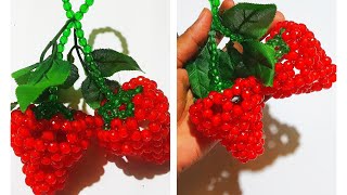 পুতির স্ট্রবেরি।beaded strawberry, beaded fruit, how to make beaded fruit#mishu #beaded#beadedwork