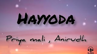 Hayyoda/(lyrical video) /Jawan/Priya mali, Anirudh Ravichander/SJSS music