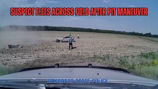 PIT MANEUVER into field flips vehicle - Suspect flees across the farm /Arkansas State Police pursuit
