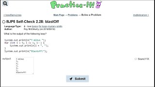 Java Practice It || 2.28 blastOff || for loop