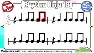 Rhythm Ninja 12   Quarter Notes Eighth Notes \u0026 Quarter Rests Rhythm Practice