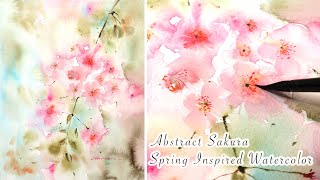 Spring Inspired Watercolor - How To Paint Abstract Sakura ( Cherry Blossom) Step By Step Tutorial