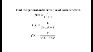 Basic Antiderivatives Involving Inverse Trigonometric Functions